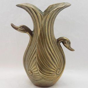 Vintage Brass Swan Vase